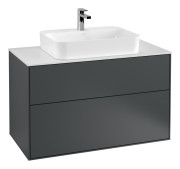 Тумба під раковину Villeroy & Boch Finion 100х50,1 см МДФ темно-синій матовий лак/скло біле матове F35100HG