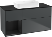 Тумба под раковину Villeroy & Boch Finion 120х50,1 см с подсветкой МДФ темно-синий матовый лак/стекло черное матовое F702PDHG