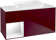 Тумба под раковину Villeroy & Boch Finion 120х50,1 см с подсветкой МДФ пион матовый лак/стекло белое матовое G701GFHB
