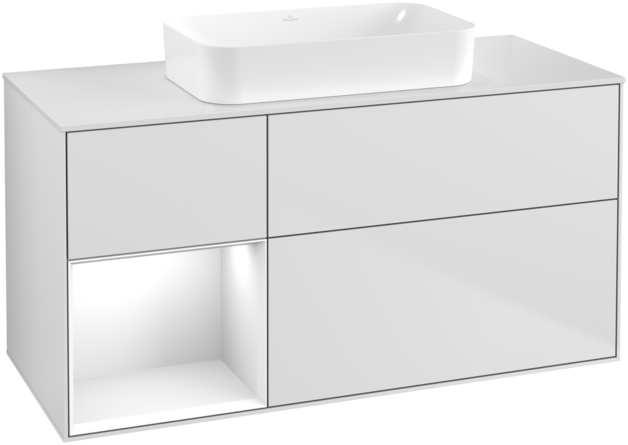 Тумба под раковину Villeroy & Boch Finion 120х50,1 см с подсветкой МДФ белый матовый лак/стекло белое матовое G701GFMT