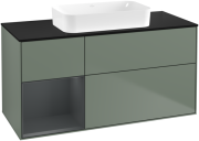 Тумба под раковину Villeroy & Boch Finion 120х50,1 см с подсветкой МДФ оливковый матовый лак/стекло черное матовое F702HGGM