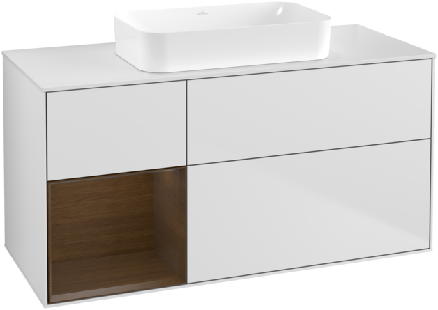 Тумба під раковину Villeroy & Boch Finion 120х50,1 см із підсвічуванням МДФ білий матовий лак/скло біле матове G701GNMT