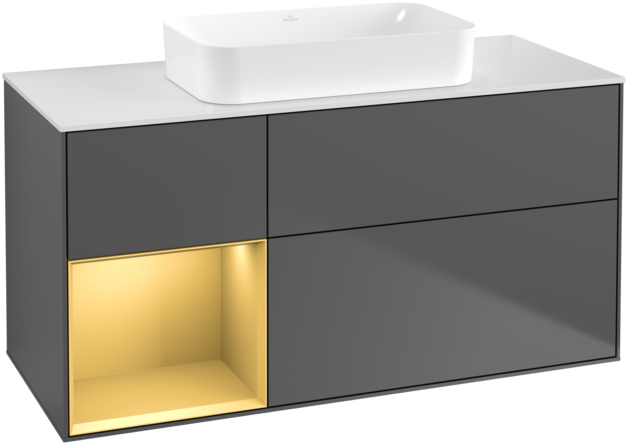Тумба под раковину Villeroy & Boch Finion 120х50,1 см с подсветкой МДФ антрацит матовый лак/стекло белое матовое G701HFGK