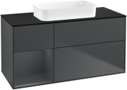 Тумба под раковину Villeroy & Boch Finion 120х50,1 см с подсветкой МДФ темно-синий матовый лак/стекло черное матовое F702HGHG