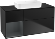 Тумба под раковину Villeroy & Boch Finion 120х50,1 см с подсветкой МДФ черный матовый лак/стекло черное матовое F702HGPD