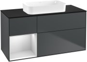 Тумба під раковину Villeroy & Boch Finion 120х50,1 см із підсвічуванням МДФ темно-синій матовий лак/скло чорне матове F702MTHG