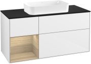 Тумба под раковину Villeroy & Boch Finion 120х50,1 см с подсветкой МДФ глянцевый белый лак/стекло черное матовое F702PCGF