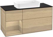 Тумба під раковину Villeroy & Boch Finion 120х50,1 см із підсвічуванням МДФ шпон дуба/скло чорне матове F702PCPC