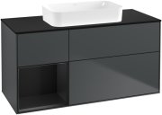 Тумба под раковину Villeroy & Boch Finion 120х50,1 см с подсветкой МДФ темно-синий матовый лак/стекло черное матовое F702PDHG