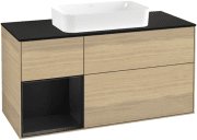 Тумба под раковину Villeroy & Boch Finion 120х50,1 см с подсветкой МДФ шпон дуба/стекло черное матовое F702PDPC