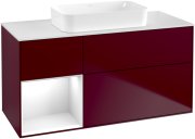 Тумба под раковину Villeroy & Boch Finion 120х50,1 см с подсветкой МДФ пион матовый лак/стекло белое матовое G701GFHB