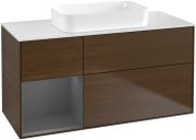 Тумба під раковину Villeroy & Boch Finion 120х50,1 см із підсвічуванням МДФ шпон волоського горіха/скло біле матове G701GKGN