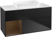 Тумба под раковину Villeroy & Boch Finion 120х50,1 см с подсветкой МДФ черный матовый лак/стекло белое матовое G701GNPD