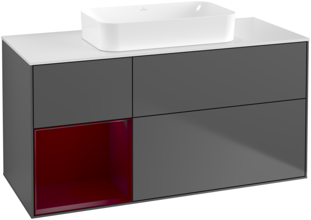 Тумба под раковину Villeroy & Boch Finion 120х50,1 см с подсветкой МДФ антрацит матовый лак/стекло белое матовое G701HBGK