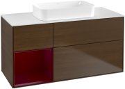 Тумба під раковину Villeroy & Boch Finion 120х50,1 см із підсвічуванням МДФ шпон волоського горіха/скло біле матове G701HBGN