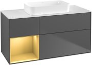 Тумба під раковину Villeroy & Boch Finion 120х50,1 см з підсвічуванням антрацит матовий лак/скло біле матове G701HFGK