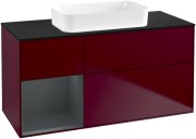 Тумба під раковину Villeroy & Boch Finion 120х50,1 см з підсвічуванням МДФ півонія матовий лак/скло чорне матове F702HGHB