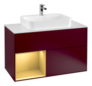 Тумба под раковину Villeroy & Boch Finion 100х50,1 см с подсветкой МДФ пион матовый лак/стекло белое матовое F361HFHB