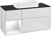 Тумба под раковину Villeroy & Boch Finion 120х50,1 см с подсветкой МДФ белый матовый лак/стекло черное матовое G702GFMT