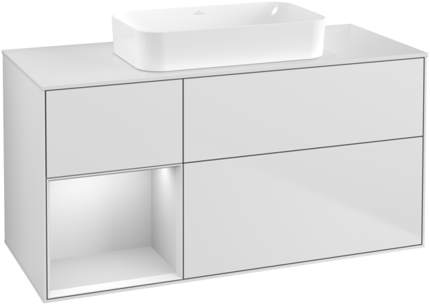 Тумба под раковину Villeroy & Boch Finion 120х50,1 см с подсветкой МДФ белый матовый лак/стекло белое матовое G701MTMT