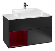 Тумба під раковину Villeroy & Boch Finion 100х50,1 см із підсвічуванням МДФ чорний матовий лак/скло біле матове F361HBPD