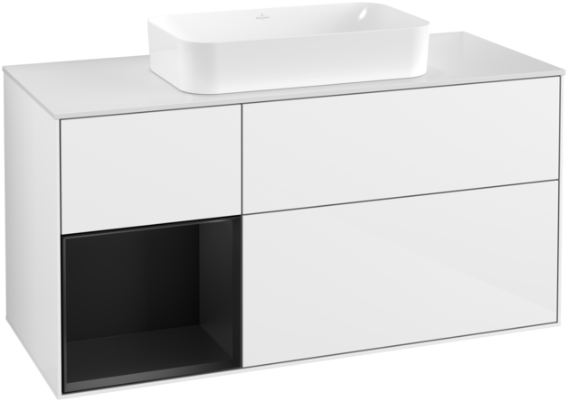 Тумба под раковину Villeroy & Boch Finion 120х50,1 см с подсветкой МДФ глянцевый белый лак/стекло белое матовое G701PDGF