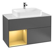 Тумба под раковину Villeroy & Boch Finion 100х50,1 см с подсветкой МДФ антрацит матовый лак/стекло белое матовое F361HFGK