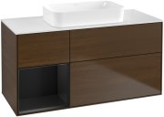 Тумба під раковину Villeroy & Boch Finion 120х50,1 см із підсвічуванням МДФ шпон волоського горіха/скло біле матове G701PDGN