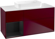 Тумба під раковину Villeroy & Boch Finion 120х50,1 см з підсвічуванням МДФ півонія матовий лак/скло біле матове G701PDHB