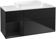 Тумба под раковину Villeroy & Boch Finion 120х50,1 см с подсветкой МДФ черный матовый лак/стекло белое матовое G701PDPD