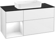 Тумба под раковину Villeroy & Boch Finion 120х50,1 см с подсветкой МДФ глянцевый белый лак/стекло черное матовое G702GFGF