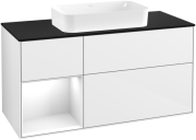 Тумба під раковину Villeroy & Boch Finion 120х50,1 см з підсвіткою МДФ білий глянцевий лак/скло чорне матове G702GFGF