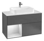 Тумба под раковину Villeroy & Boch Finion 100х50,1 см с подсветкой МДФ антрацит матовый лак/стекло белое матовое F361MTGK