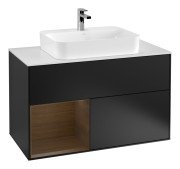 Тумба під раковину Villeroy & Boch Finion 100х50,1 см із підсвічуванням МДФ чорний матовий лак/скло біле матове F361GNPD