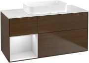 Тумба під раковину Villeroy & Boch Finion 120х50,1 см із підсвічуванням МДФ шпон волоського горіха/скло біле матове G701MTGN