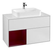 Тумба под раковину Villeroy & Boch Finion 100х50,1 см с подсветкой МДФ белый матовый лак/стекло белое матовое F361HBMT