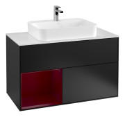 Тумба под раковину Villeroy & Boch Finion 100х50,1 см с подсветкой МДФ черный матовый лак/стекло белое матовое F361HBPD