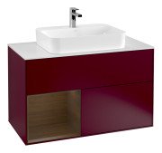 Тумба під раковину Villeroy & Boch Finion 100х50,1 см з підсвічуванням МДФ півонія матовий лак/скло біле матове F361GNHB