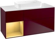 Тумба під раковину Villeroy & Boch Finion 120х50,1 см з підсвічуванням МДФ півонія матовий лак/скло біле матове G701HFHB