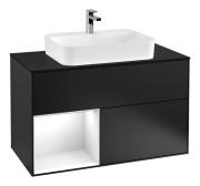 Тумба под раковину Villeroy & Boch Finion 100х50,1 см с подсветкой МДФ черный матовый лак/стекло черное матовое F362GFPD