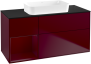 Тумба под раковину Villeroy & Boch Finion 120х50,1 см с подсветкой МДФ пион матовый лак/стекло черное матовое G702HBHB