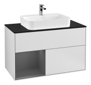 Тумба під раковину Villeroy & Boch Finion 100х50,1 см із підсвічуванням МДФ білий матовий лак/скло чорне матове F362GKMT