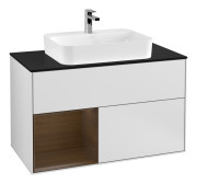 Тумба под раковину Villeroy & Boch Finion 100х50,1 см с подсветкой МДФ белый матовый лак/стекло черное матовое F362GNMT