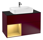 Тумба под раковину Villeroy & Boch Finion 100х50,1 см с подсветкой МДФ пион матовый лак/стекло черное матовое F362HFHB