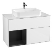 Тумба под раковину Villeroy & Boch Finion 100х50,1 см с подсветкой МДФ глянцевый белый лак/стекло белое матовое F361PDGF