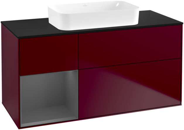 Тумба под раковину Villeroy & Boch Finion 120х50,1 см с подсветкой МДФ пион матовый лак/стекло черное матовое G702GKHB