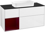 Тумба під раковину Villeroy & Boch Finion 120х50,1 см з підсвіткою МДФ білий глянцевий лак/скло чорне матове G702HBGF