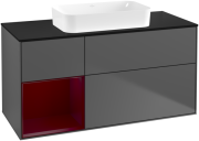 Тумба под раковину Villeroy & Boch Finion 120х50,1 см с подсветкой МДФ антрацит матовый лак/стекло черное матовое G702HBGK