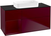 Тумба під раковину Villeroy & Boch Finion 120х50,1 см з підсвічуванням МДФ півонія матовий лак/скло чорне матове G702HBHB