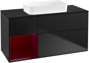 Тумба под раковину Villeroy & Boch Finion 120х50,1 см с подсветкой МДФ черный матовый лак/стекло черное матовое G702HBPD